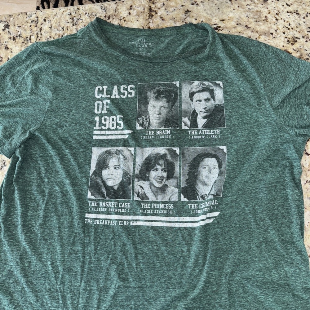 The Breakfast Club 1985 Character Yearbook Photos Green T-Shirt Men's XXL (4945)